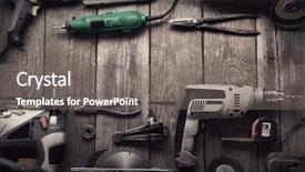  Presentation with hand tools - Beautiful slide deck featuring tools screwdriver drill saw jigsaw backdrop and a  colored foreground