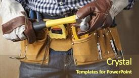  Presentation with tool belt tools - Presentation with tools selective focus on nearest background and a  colored foreground