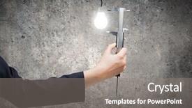  Presentation with bulb - Cool new presentation theme with tools succeede - close up of business person backdrop and a  colored foreground