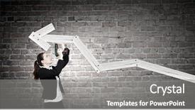  Presentation with america arrow - Audience pleasing PPT theme consisting of tools succeede - young businesswoman fixing increasing arrow backdrop and a  colored foreground