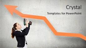  Presentation with drill - PPT theme consisting of tools succeede - young businesswoman fixing increasing arrow background and a light gray colored foreground