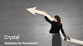  Presentation with bow and arrow - Audience pleasing PPT theme consisting of tools succeede - young businesswoman fixing increasing arrow backdrop and a gray colored foreground