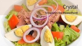  Presentation with free organic cosmetic - Slides consisting of toon - fresh organic eco vegetable salad background and a coral colored foreground