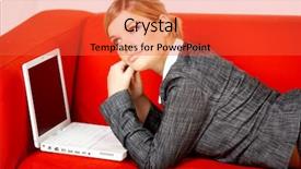  Presentation with internet surfing - Cool new slide deck with toon - young women is resting backdrop and a  colored foreground