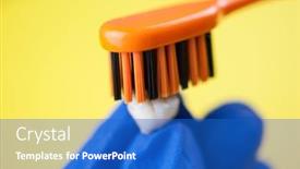  Presentation with tooth brush - Beautiful PPT theme featuring tooth-brush-and-deciduous-milk backdrop and a cobalt blue colored foreground