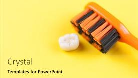  Presentation with tooth brush - PPT theme with tooth-brush-and-deciduous-milk background and a white colored foreground