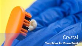  Presentation with tooth brush - Amazing PPT theme having tooth-brush-and-deciduous-milk backdrop and a cobalt blue colored foreground