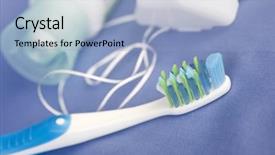  Presentation with dental floss - PPT theme with tooth brushe paste and floss background and a light blue colored foreground