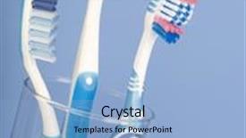  Presentation with blue - Theme enhanced with tooth brushes over blue background background and a light blue colored foreground