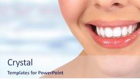  Presentation with woman - Amazing presentation theme having tooth care - beautiful woman smile backdrop and a sky blue colored foreground