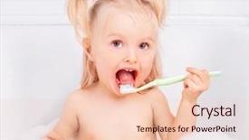 Presentation with old - Slide set having tooth care - two year old girl taking background and a lemonade colored foreground