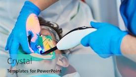  Presentation with treatment - Presentation theme having tooth-care-and-treatment-dentist background and a light blue colored foreground