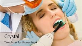  Presentation with mouth tooth - PPT layouts featuring tooth decay - close-up of beautiful female background and a coral colored foreground