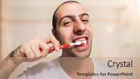  Presentation with brush stroke for google - Cool new PPT theme with tooth decay - funny man using a toothbrush backdrop and a coral colored foreground
