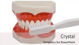  Presentation with decay - Presentation theme having tooth decay - plastic dentures used by dentists background and a soft green colored foreground