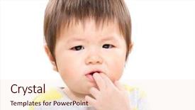  Presentation with mouth tooth - Slide deck consisting of tooth development - baby with finger suck background and a lemonade colored foreground