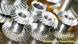  Presentation with gears - PPT theme having tooth development - close-up metal cog wheels gears background and a tawny brown colored foreground