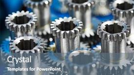  Presentation with gear wheels on wooden - Slide set featuring tooth development - close-up metal cog wheels gears background and a ocean colored foreground