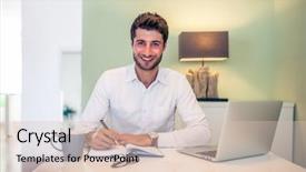  Presentation with young students working in groups - Colorful slide set enhanced with tooth development - handsome young smiling businessman working backdrop and a  colored foreground