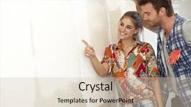  Presentation with under construction - Beautiful slide deck featuring outline cayenne skyline with blue backdrop and a sky blue colored foreground