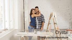  Presentation with home renovation - Presentation design featuring tooth development - happy loving couple smiling background and a mint green colored foreground