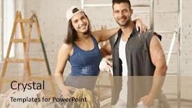  Presentation with young happy couple - Slides enhanced with tooth development - happy young attractive couple renewing background and a coral colored foreground