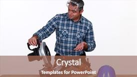  Presentation with industrial - PPT theme having tooth development - man using industrial saw background and a violet colored foreground