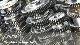  Presentation with industry - Presentation design having tooth development - metalwork industry close-up metal cog background and a gray colored foreground