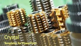  Presentation with steel industry - Slide deck with tooth development - metalworking industry rapid steel hobbing background and a tawny brown colored foreground