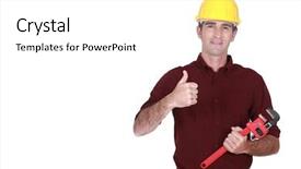  Presentation with plumber - Beautiful slides featuring tooth development - plumber holding wrench backdrop and a white colored foreground