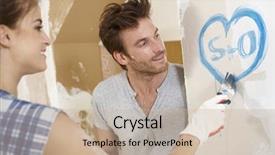  Presentation with romantic birthday couple celebrate - Slides enhanced with tooth development - romantic couple renewing home painting background and a  colored foreground