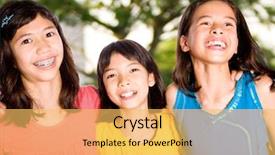  Presentation with time - Presentation design having tooth development - three girl friends enjoying time background and a yellow colored foreground