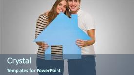  Presentation with development - Beautiful presentation theme featuring tooth development - young man and woman holding backdrop and a ocean colored foreground