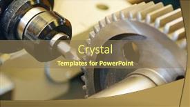  Presentation with gear - PPT layouts with tooth-gear-machining-in-metal background and a coral colored foreground