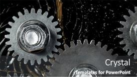  Presentation with lubrication - Slide set featuring tooth-gear-wheel-with-oil background and a dark gray colored foreground