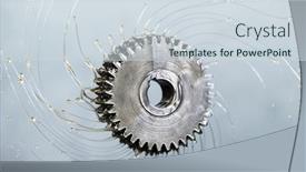  Presentation with lubrication - Cool new slide deck with tooth-gear-wheel-with-oil backdrop and a sky blue colored foreground