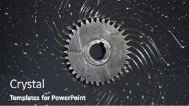  Presentation with lubrication - Presentation design consisting of tooth-gear-wheel-with-oil background and a dark gray colored foreground