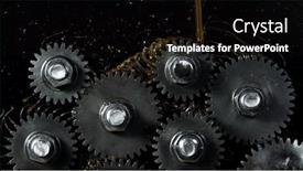  Presentation with lubrication - Cool new presentation theme with tooth-gear-wheel-with-oil backdrop and a black colored foreground