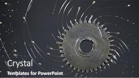  Presentation with lubrication - Beautiful PPT theme featuring tooth-gear-wheel-with-oil backdrop and a dark gray colored foreground