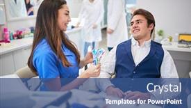  Presentation with tooth brush - Colorful slide set enhanced with tooth-health-brush-dentistry-concept backdrop and a ocean colored foreground