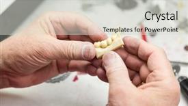  Presentation with dental implants - Amazing PPT layouts having tooth implants in the lab backdrop and a light gray colored foreground
