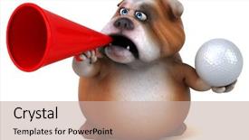  Presentation with fun - Audience pleasing slides consisting of tooth mascot - fun bulldog - 3d illustration backdrop and a mint green colored foreground