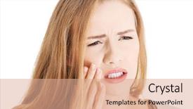  Presentation with beautiful sheet of cannabis marijuana - Cool new theme with tooth pain - beautiful casual woman with toothache backdrop and a coral colored foreground