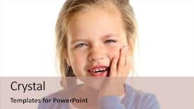  Presentation with aesthetics cute - PPT theme consisting of tooth pain - cute little girl suffering background and a  colored foreground