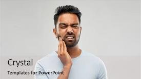  Presentation with dentistry - Slide deck enhanced with tooth pain - people dentistry and health problem background and a soft green colored foreground