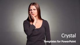  Presentation with woman sad - Beautiful PPT theme featuring tooth pain - sad woman have a toothache backdrop and a dark gray colored foreground