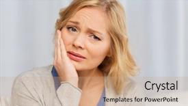 Presentation with home economics - Beautiful PPT theme featuring tooth pain - unhappy woman suffering toothache backdrop and a coral colored foreground