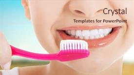  Presentation with teeth - Audience pleasing presentation design consisting of tooth paste - beautiful happy woman brushing teeth backdrop and a lemonade colored foreground