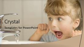  Presentation with cleaning - Audience pleasing presentation theme consisting of tooth paste - cute girl cleaning teeth backdrop and a coral colored foreground