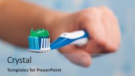  Presentation with tooth paste - Slides consisting of tooth paste - hand holding toothbrush background and a light blue colored foreground